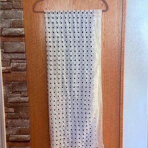 Talbots White Scarf with Black Embroidered Polka Dots
